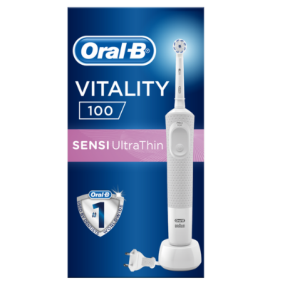 Oral-B Vitality 100 Sensi Ultra Thin Box Ηλεκτρική Οδοντόβουρτσα για Ευαίσθητα Δόντια & Ούλα με Ενσωματωμένο Χρονόμετρο 2 Λεπτών