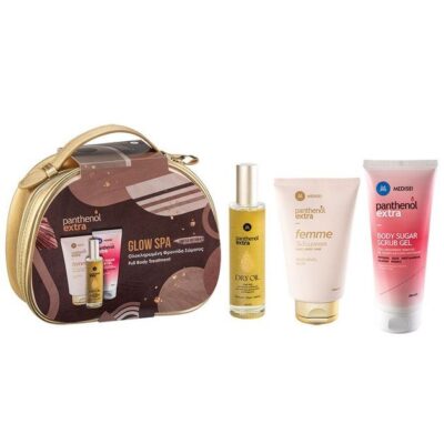 Panthenol Extra Glow Spa Femme Cleanser 200ml & Body Sugar Scrub Gel 200ml & Extra Dry Oill 100ml
