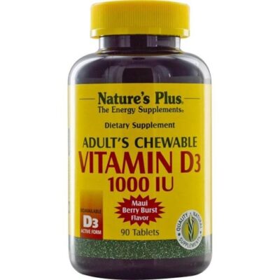 Nature's Plus Adult's Chewable Vit. D3 1000iu Μασώμενες Ταμπλέτες Βιταμίνης D3 90vegcaps