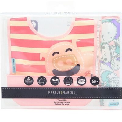 Marcus & Marcus Travel Bib Αδιάβροχη Σαλιάρα Ταξιδίου με Θήκη Φύλαξης Σιλικόνης 2 Τεμάχια & 1 Θήκη