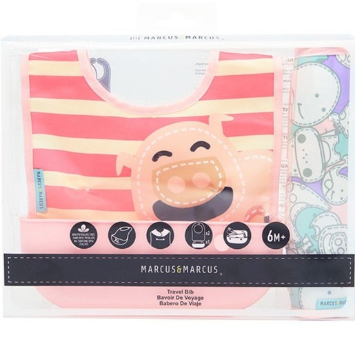 Marcus & Marcus Travel Bib Αδιάβροχη Σαλιάρα Ταξιδίου με Θήκη Φύλαξης Σιλικόνης 2 Τεμάχια & 1 Θήκη