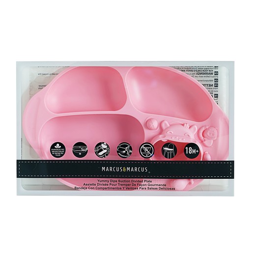 Marcus & Marcus Yummy Dips Suction Divided Plate Pokey Εκπαιδευτικό Παιδικό Πιάτο Σιλικόνης με Βεντούζα Στήριξης από 18 Μηνών