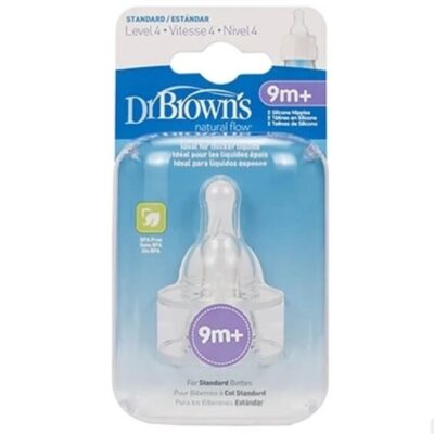 Dr. Brown's Natural Flow Level 4 Θηλές Σιλικόνης Για Στενό Μπουκάλι Με Γρήγορη Ροή Για Μωρά 9+