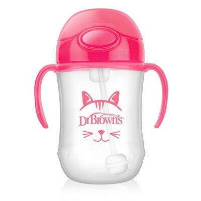 Dr Brown's Baby's First Straw Cup Κύπελλο με Εύπλαστο Καλαμάκι Ροζ TC91011 από 6 Μηνών 270ml