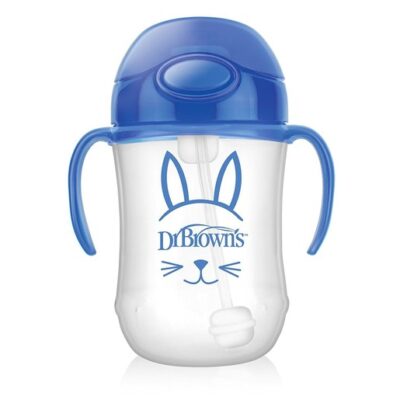 Dr Brown's Baby's First Straw Cup Κύπελλο με Εύπλαστο Καλαμάκι Μπλε TC91012 από 6 Μηνών 270ml