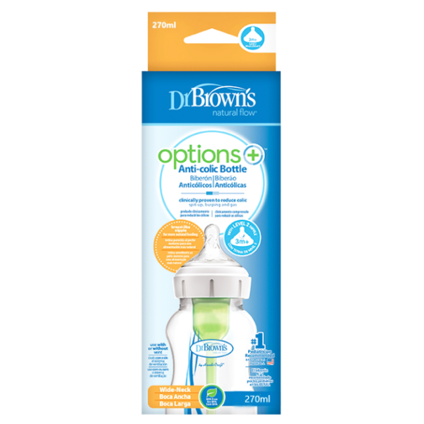 Dr Brown’s Μπιμπερό Πλαστικό Options Κατά Των Κολικών 270ml 1 τεμάχιο WB91600