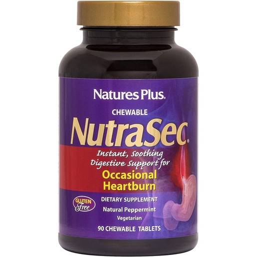 Nature's Plus Nutrasec Chewable Φόρμουλα για Προστασία από την Γαστροοισοφαγική Παλινδρόμηση σε Μασώμενα Δισκία 90tabs