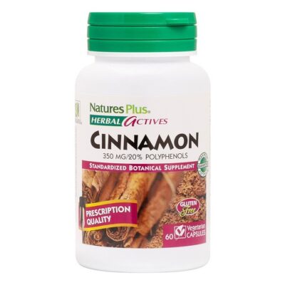 Natures Plus Cinnamon 350mg Συμπλήρωμα Διατροφής με Κανέλα για Διατήρηση Φυσιολογικών Επιπέδων Σακχάρων 60 φυτικές κάψουλες