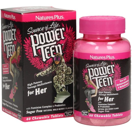 Nature's Plus Power Teen For Her Συμπλήρωμα Διατροφής Κοριτσιών για την Υγεία του Ουροποιητικού 60 Μασώμενες Ταμπλέτες