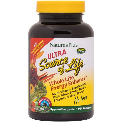 Nature's Plus Ultra Source Of Life No Iron Συμπλήρωμα Διατροφής για Τόνωση & Ενέργεια του Οργανισμού (Χωρις Σίδηρο) 30tabs