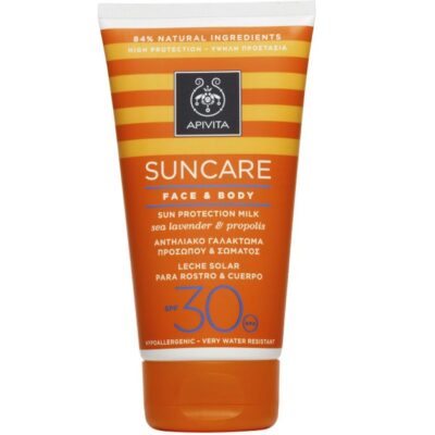 Apivita Suncare Face & Body Protection Milk With Sea Lavender & Propolis Spf30