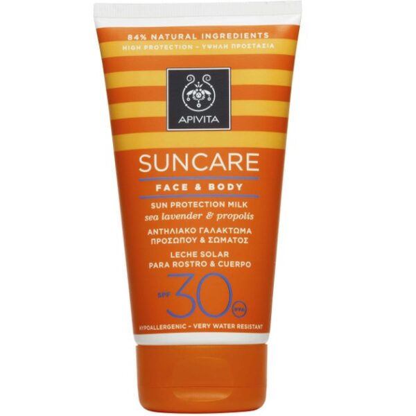 Apivita Suncare Face & Body Protection Milk With Sea Lavender & Propolis Spf30