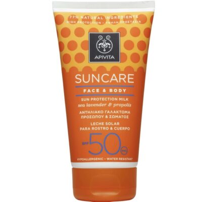 Apivita Suncare Face & Body Protection Milk With Sea Lavender & Propolis Spf50