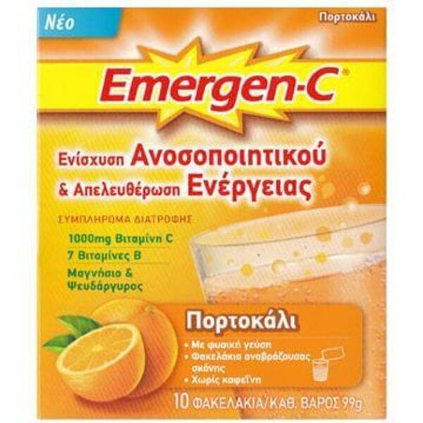 Emergen-C 1000mg Βιταμίνη C 7 Βιταμίνες Β Μαγνήσιο & Ψευδάργυρο Συμπλήρωμα Διατροφής για Ενίσχυση του Ανοσοποιητικού 10φακελάκια