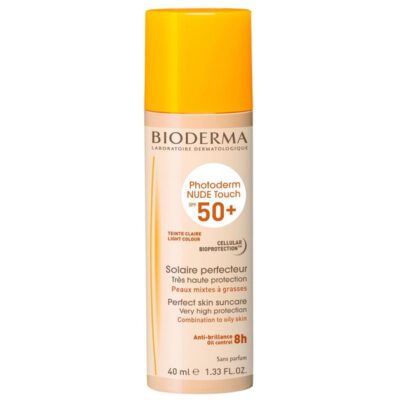 Bioderma Photoderm Nude Touch Light Color Spf50+ Ανάλαφρη Υφή με Πολύ Υψηλή Αντηλιακή Προστασία για ματ Ομοιόμορφη Κάλυψη 40ml