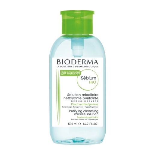 Bioderma Sebium H20 Διάλυμα Καθαρισμού & Ντεμακιγιάζ για Μικτό - Λιπαρό Δέρμα με Αντίστροφη Αντλία 500ml
