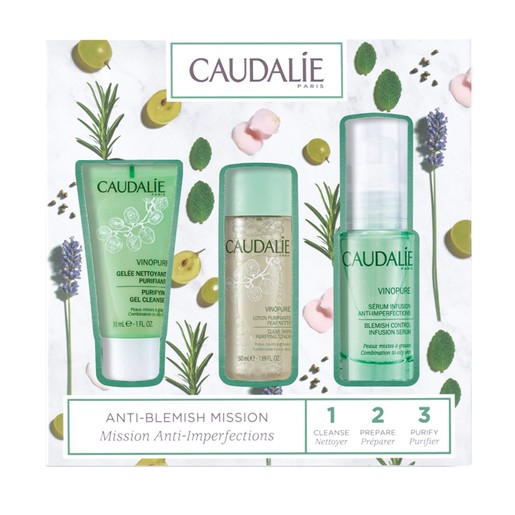 Caudalie Promo Vinopure Serum 30ml & Purifying Gel Cleanser 30ml & Clear Skin Purifying Toner 50ml