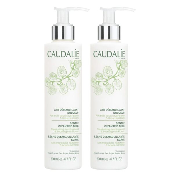 Caudalie Πακέτο Προσφοράς Gentle Cleansing Milk Απαλό Γαλάκτωμα Ντεμακιγιάζ Προσώπου & Ματιών με Αμύγδαλο & Μύρτιλο 2x200ml