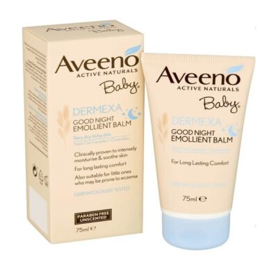 Aveeno Baby Dermexa Good Night Emollient Balm Απαλύνει το Ξηρό Δέρμα Κατά τη Διάρκεια της Νύχτας 75ml