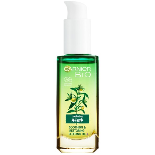 Garnier Bio Organic Hemp Multi-Restore Facial Sleeping Oil Επανορθωτικό Ενυδατικό Έλαιο Σπόρου Κάνναβης για το Πρόσωπο 30ml