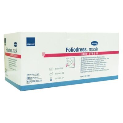 Hartmann Foliodress 3ply Medical Face Mask Loop Type II Χειρουργικές Μάσκες Προσώπου με Λάστιχο & Μεταλλικό Έλασμα 50 Τεμάχια