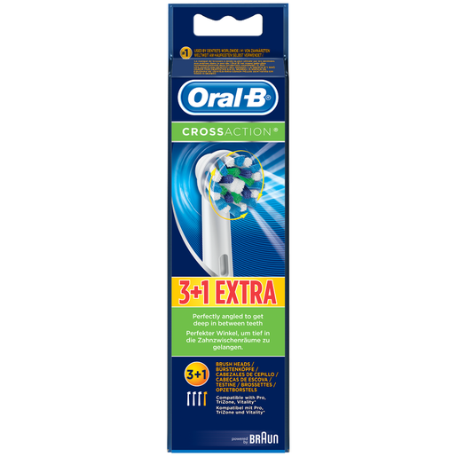 Oral-B Cross Action Ανταλλακτικές Κεφαλές Βουρτσίσματος 3+1 Τεμάχια