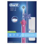 Oral-B PRO 2 2500 Cross Action Pink Επαναφορτιζόμενη Ηλεκτρική Οδοντόβουρτσα με Αισθητήρα Πίεσης Ούλων & Θήκη Ταξιδίου