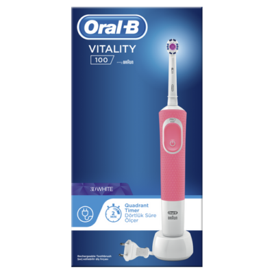 Oral-B Vitality 100 3D White Ηλεκτρική Οδοντόβουρτσα σε Ροζ Χρώμα 1 τεμάχιο