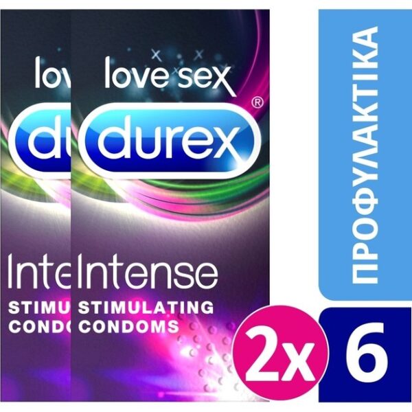 Durex Πακέτο Προσφοράς Intense Stimulating Condoms Διεγερτική Υφή με Ραβδώσεις και Κουκίδες 2 x 6 Τεμάχια σε Ειδική Τιμή