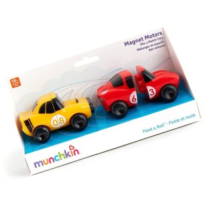 Munchkin Magnet Motors Μαγνητικά Αυτοκινητάκια Μπάνιου (Κίτρινο - Κόκκινο) 2 Τεμάχια