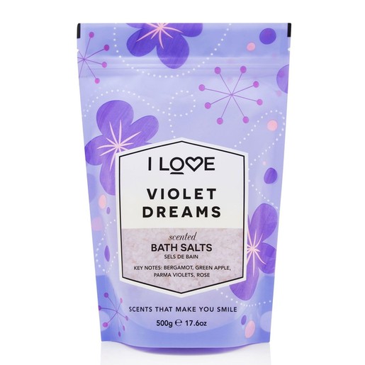 I love... Violet Dreams Scented Bath Salts Άλατα Μπάνιου με Υπέροχο Άρωμα από Εκχυλίσματα Φρούτων 500gr