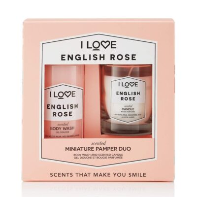 I love... Miniature Pamper Duo English Rose Body Wash 100ml & English Rose Scented Candle Parfum 60gr