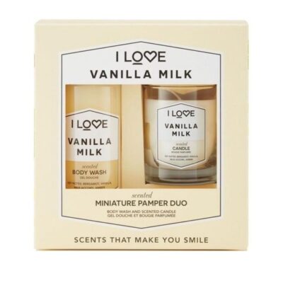 I love... Miniature Pamper Duo Vanilla Milk Body Wash 100ml & Vanilla Milk Scented Candle Parfum 60gr