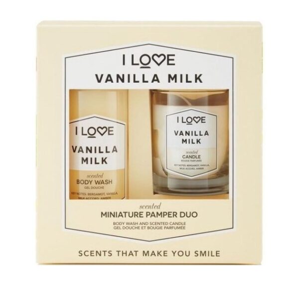 I love... Miniature Pamper Duo Vanilla Milk Body Wash 100ml & Vanilla Milk Scented Candle Parfum 60gr