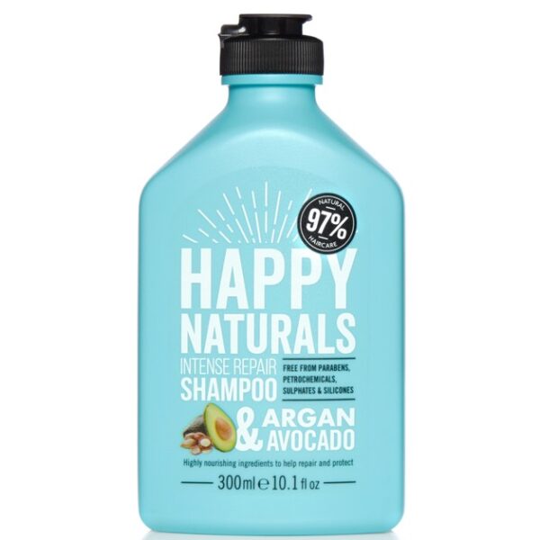 Happy Naturals Intense Repair Shampoo Argan & Avocado Επανορθωτικό Σαμπουάν για Ξηρά & Ταλαιπωρημένα Μαλλιά 300ml