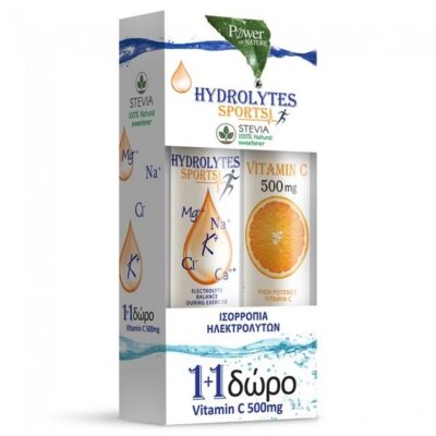 Power of Nature PROMO Hydrolytes Sports Υδρολύτες με Stevia & ΔΩΡΟ Βιταμίνη C 500mg 2 x 20tabs