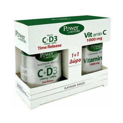 Power of Nature Πακέτο Προσφοράς Platinum Range Vitamin C+D3 1000mg/1000iu 30tabs & Δώρο Vitamin C 1000mg 20tabs/