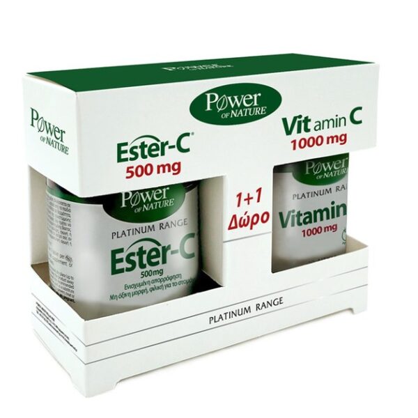 Power of Nature Πακέτο Προσφοράς Platinum Range Ester-C 500mg 50tabs & Δώρο Vitamin C 1000mg 20tabs