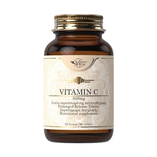 Sky Premium Life Vitamin C 500mg Συμπλήρωμα Διατροφής Βιταμίνης C Παρατεταμένης Απελευθέρωσης 60 Tabs
