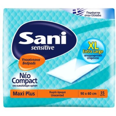 Sani Sensitive Bedpads Maxi Plus Extra Large Υποσέντονα που Προστατεύουν Αποτελεσματικά Από Διαρροές 90x60cm 15τμχ