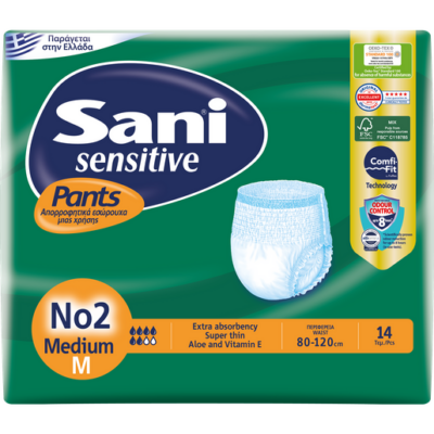 Sani Sensitive Pants Medium No.2 Ελαστικό Εσώρουχο Ακράτειας 14τεμάχια