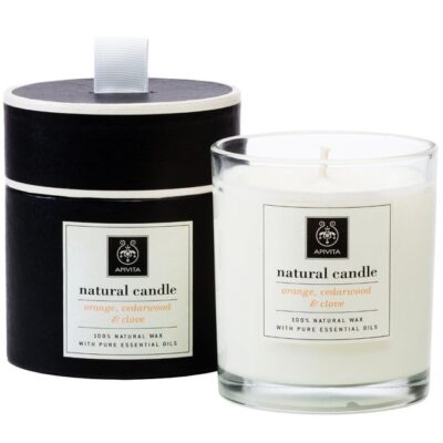 Apivita Natural Candle Φυσικό Κερί με Αιθέρια Έλαια Από Κέδρο Πορτοκάλι & Γαρύφαλλο 235g