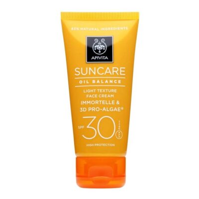 Apivita Suncare Oil Balance Light Texture Face Cream With Immortelle & 3D Pro-Algae Spf30