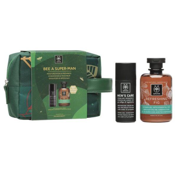 Apivita Πακέτο Προσφοράς Bee a Super-Man Mens Care Moisturizing Cream-Gel Cedar & Propolis 50ml &Refreshing Fig Shower Gel 300ml