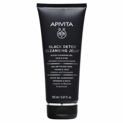 Apivita Black Detox Cleansing Jelly Μαύρο Gel Καθαρισμού για Πρόσωπο & Μάτια με Ενεργό Άνθρακα & Πρόπολη 150ml