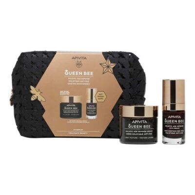 Apivita Set Queen Bee Κρέμα Ημέρας Ελαφριάς Υφής 50ml & Δώρο Queen Bee Κρέμα Ματιών Ολιστικής Αντιγήρανσης 15ml & Δώρο Νεσεσέρ