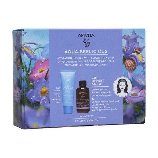 Apivita Πακέτο Προσφοράς Aqua Beelicius Cream Rich Texture 40ml & Δώρο Cleansing Foam Face & Eyes 75ml & Skincare Heandband