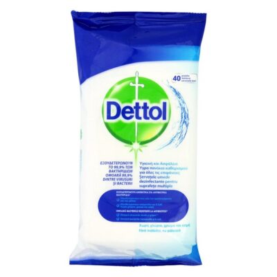 Dettol Surface Clean Wipes Υγρά Πανάκια Καθαρισμού Χωρίς Άρωμα για Όλες τις Επιφάνειες 40 Τεμάχια