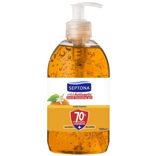 Septona Mild Antiseptic Hand Cleansing Gel Orange Αντισηπτικό Gel για τα Χέρια με 70% Οινόπνευμα & Άρωμα Πορτοκάλι 500ml