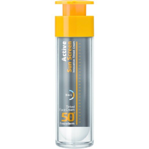 Frezyderm Active Sun Screen Tinted Face Cream Spf50+ Ενεργή Έγχρωμη Αντηλιακή Κρέμα Υψηλής Προστασίας με Ειδική Μαύρη Χρώση 50ml